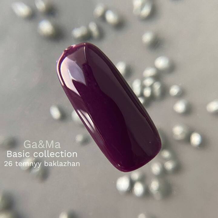 GA&MA. Gel polish #26 DARK EGGPLANT, 10 ml, гель-лак, темний баклажан #3