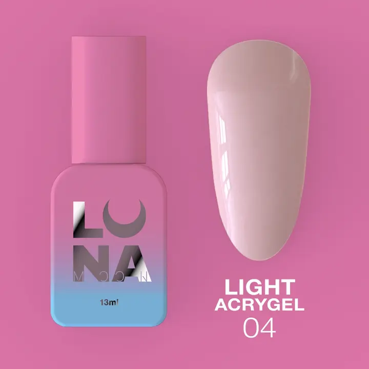 LUNAmoon. Light Acrygel #4 Milky nude, 13 ml, рідкий гель, молочний нюд #2