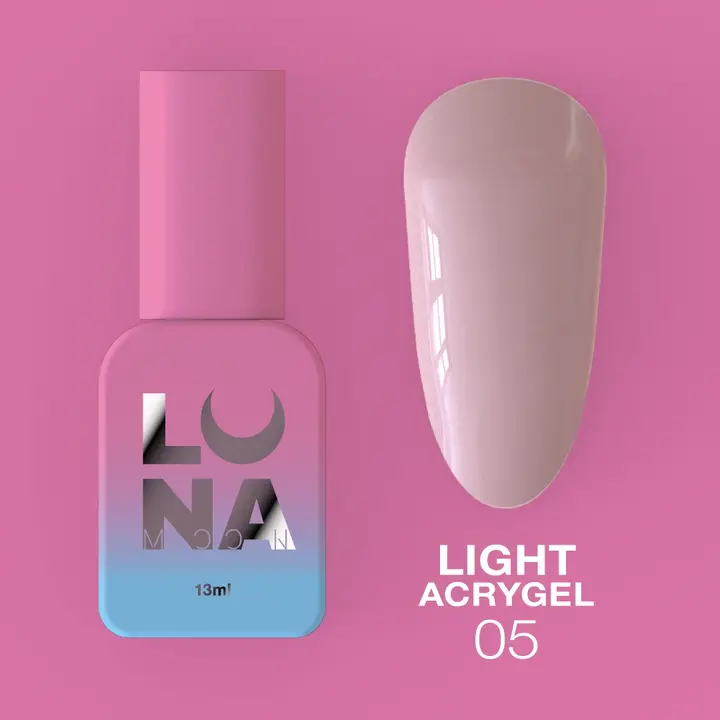 LUNAmoon. Light Acrygel #5 Pink nude, 13 ml, рідкий гель, рожевий нюд #4