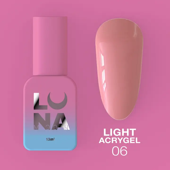 LUNAmoon. Light Acrygel #6 Pink, 13 ml, рідкий гель, рожевий кварц #3