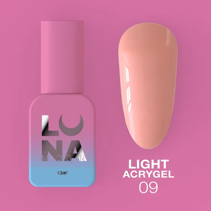 LUNAmoon. Light Acrygel #9 Nude, 13 ml, gel líquido, nude #3