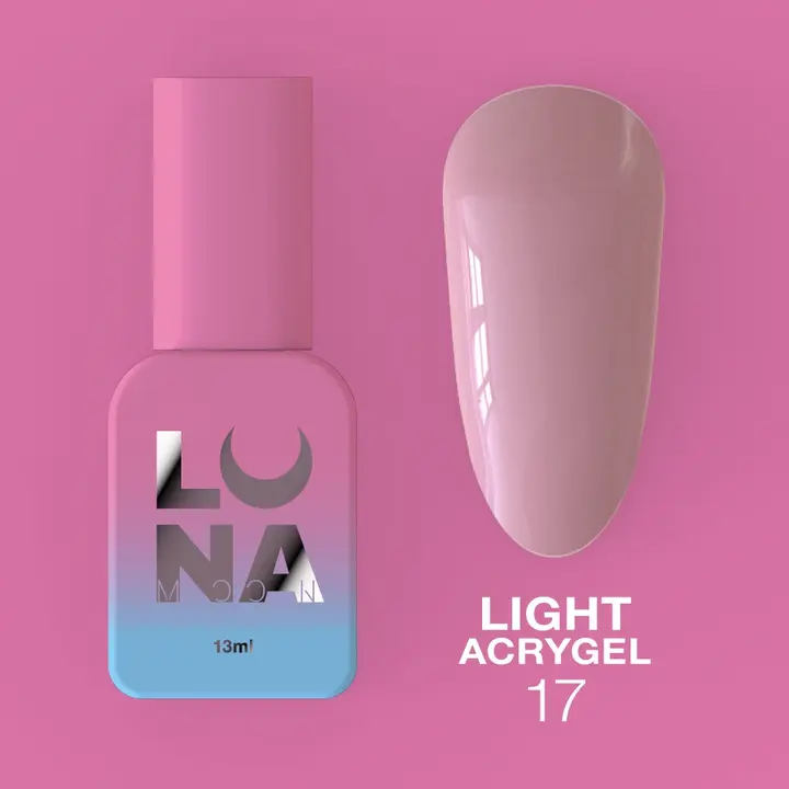 LUNAmoon. Light Acrygel #17 Taupe, 13 ml, gel líquido, lila nude #4