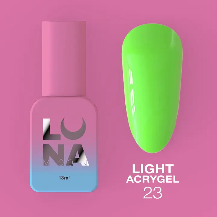 LUNAmoon. Light Acrygel #23 Neon green, 13 ml, gel líquido, verde neón #2