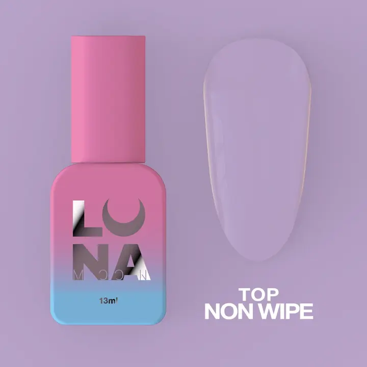 LUNAmoon. Non Wipe Top Coat, 13 ml, глянцевий топ без липкого шару #2