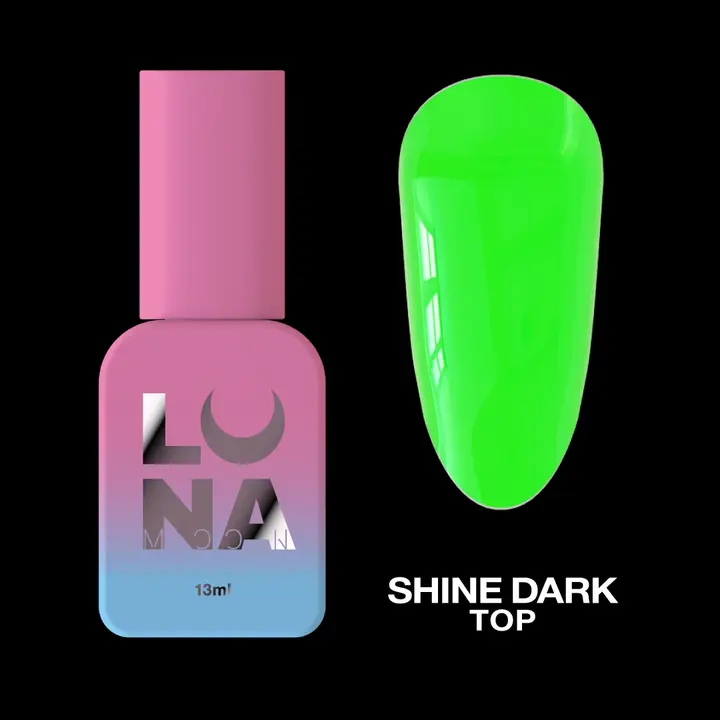 LUNAmoon. Shine Dark Top Coat, glowing in the dark, Green, 13 ml, Топ люмінесцентний #2