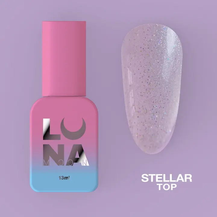 LUNAmoon. STELLAR Top coat, 13 ml, Топ глянцевий з різнокольоровими голографічним шимером #2