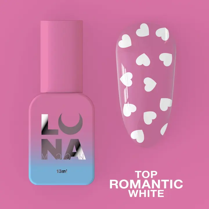 LUNAmoon. White Romantic Top Coat, 13 ml, Top mit weißen Herzen #3
