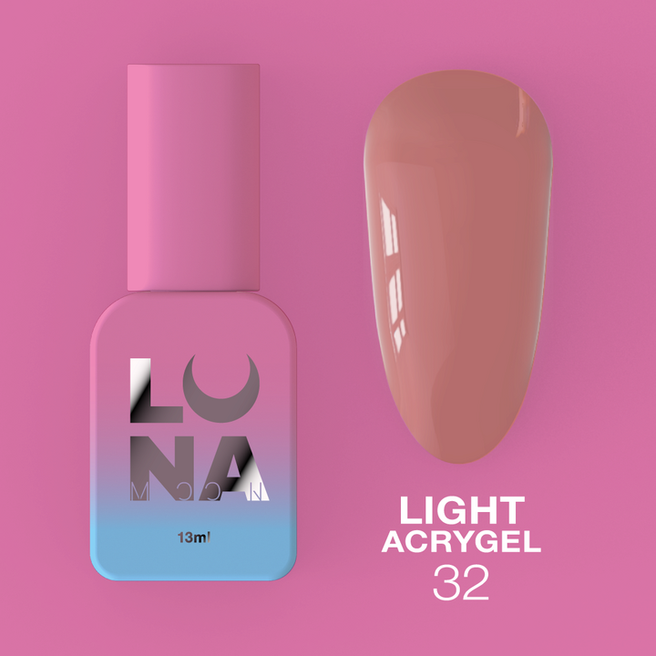 LUNAmoon. Light Acrygel #32 Dark rose beige, 13 ml, рідкий гель, темний бежевий з рожевим підтоном #6
