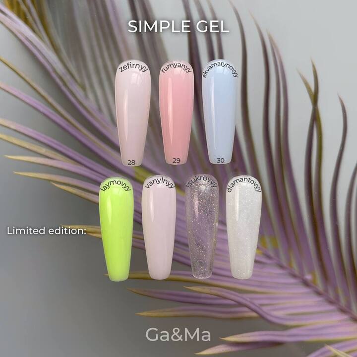 GA&MA. Simple builder gel #28 Zephyr, 30 ml, gel senza limatura, marshmallow #3