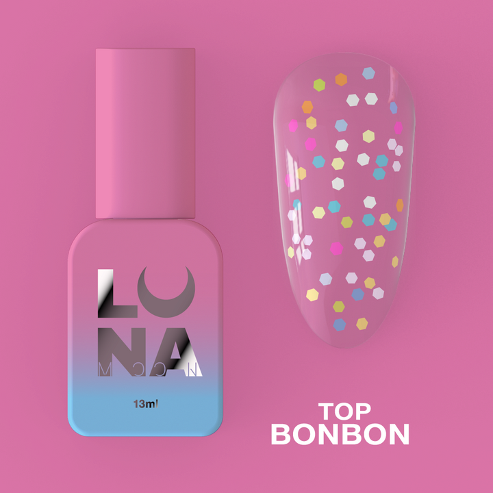 LUNAmoon. Bonbon Top Coat, 13 ml, топ з кольоровими пластівцями #3