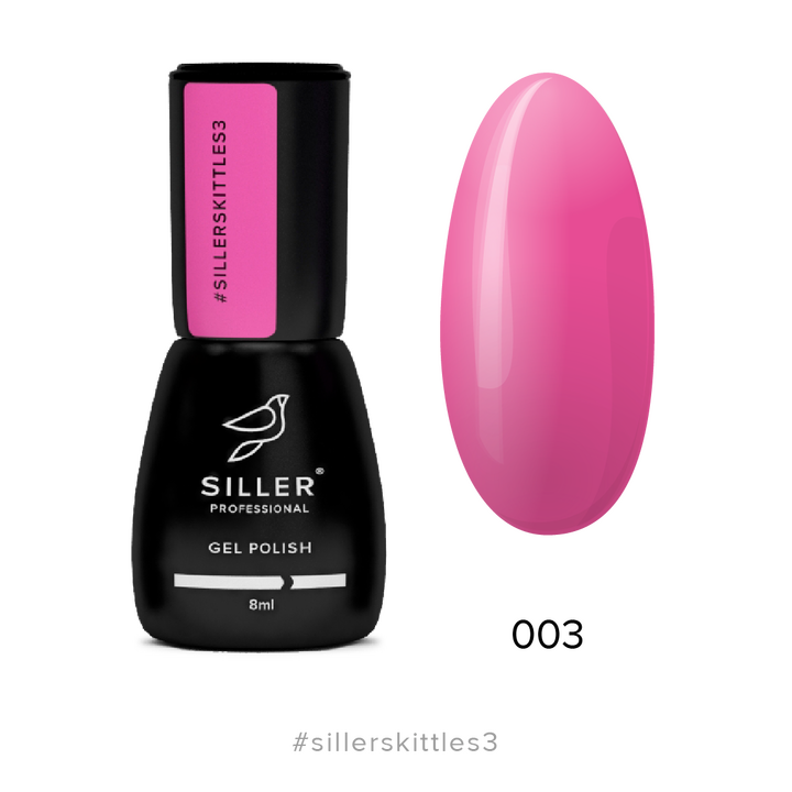 SILLER Gel Polish Skittles №3, рожевий неон, 8 ml, гель-лак #1