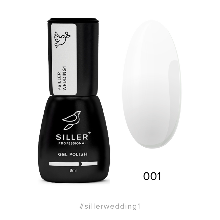SILLER Gel Polish Wedding №1, холодний білий, 8 ml, гель-лак #1