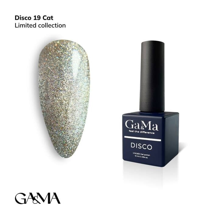 GA&MA. Gel polish Disco cat #19, гель-лак світловідбиваючий «Котяче око», 10 ml ( попередня упаковка) #1