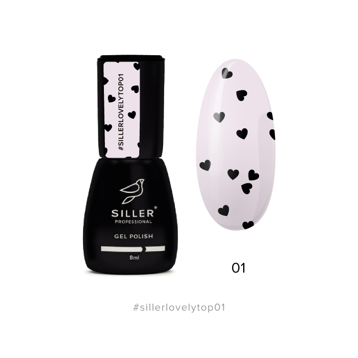 SILLER Top Lovely №1, 8 ml, Топ з чорними сердечками #1