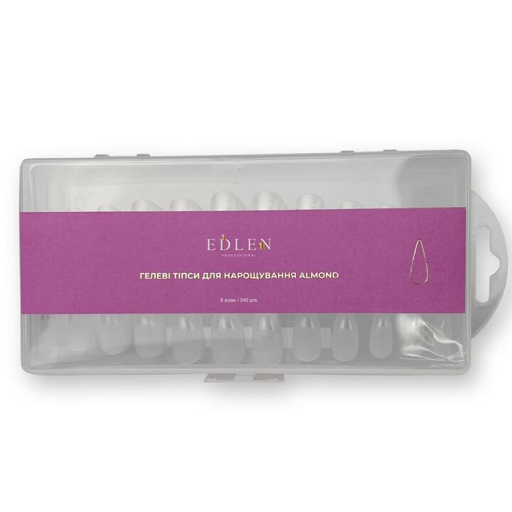 EDLEN. Gel tips, ALMOND, 240 pcs, Гелеві тіпси для нарощування, мигдаль, 240 шт #1