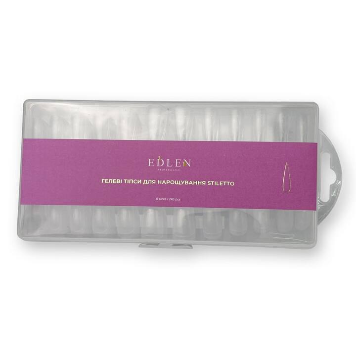 EDLEN. Gel tips, STILETTO, 240 pcs, Гелеві тіпси для нарощування, стилет, 240 шт #1