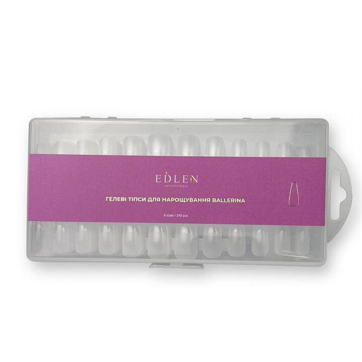 EDLEN. Gel tips, BALLERINA (Coffin), 240 pcs, Гелеві тіпси для нарощування, балерина, 240 шт #1