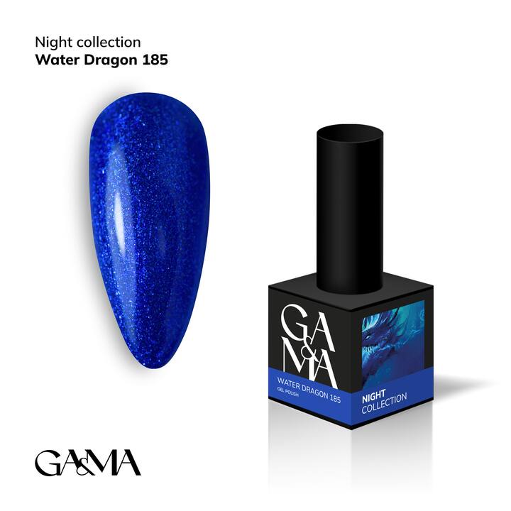 GA&MA. Gel polish #185 WATER DRAGON, 10 ml, гель-лак, королівський синій з шимером #1