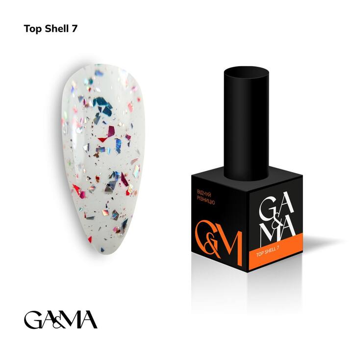 GA&MA. Shell Top #007, 10 ml, топ з різнокольоровими блискучими частинками #1