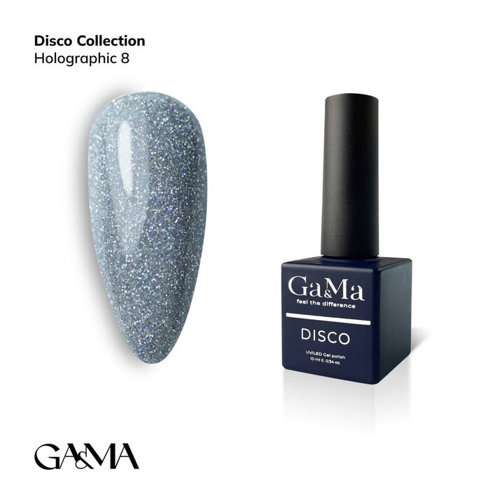 GA&MA. Reflective Gel polish, HOLOGRAPHIC #8, 10 ml, гель-лак світловідбиваючий ( попередня упаковка) #1