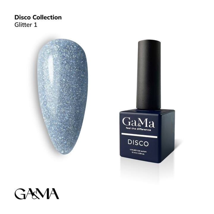 GA&MA. Reflective Gel polish, HOLOGRAPHIC GLITTER #1, 10 ml, гель-лак світловідбиваючий ( попередня упаковка) #1