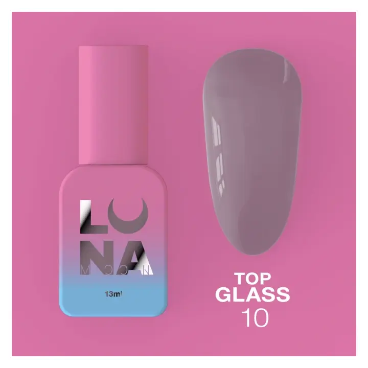 LUNAmoon. Glass Top Coat #10, 13 ml, топ кольоровий глянцевий #2