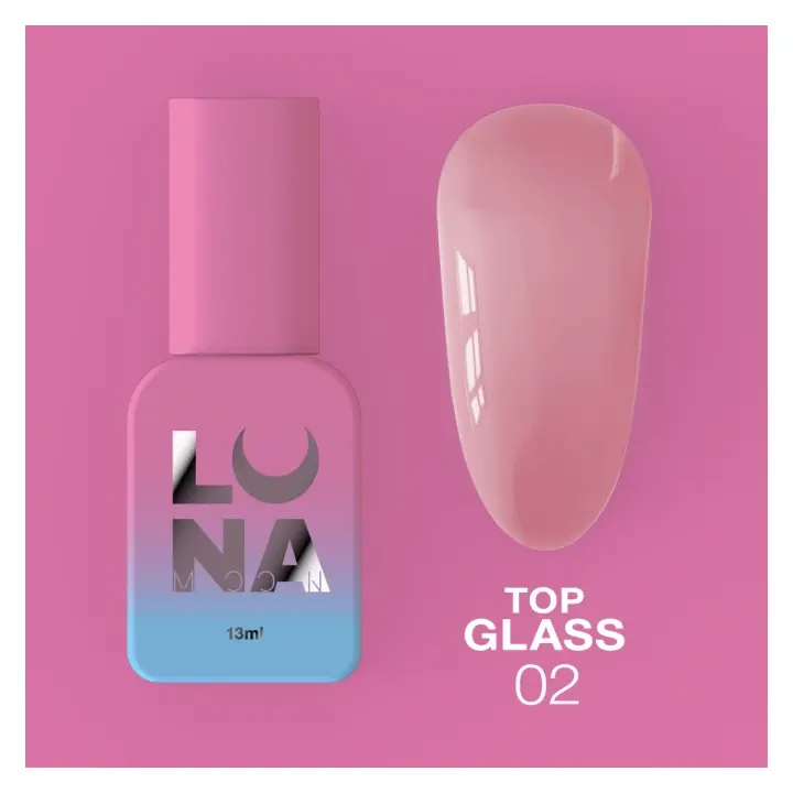 LUNAmoon. Glass Top Coat #2, 13 ml, топ кольоровий глянцевий #2