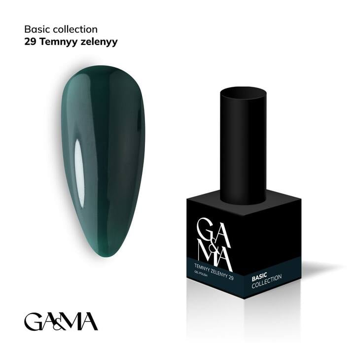 GA&MA. Gel polish #29 DARK GREEN, 10 ml, гель-лак, темний зелений #1