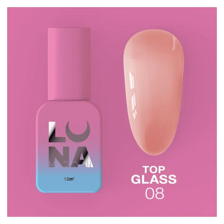 LUNAmoon. Glass Top Coat #8, 13 ml, топ кольоровий глянцевий #2