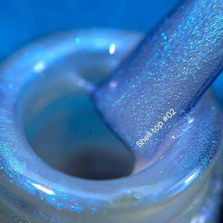 NOTD. Shell Top #02, 10 ml, перлинний топ з блакитною втиркою #2