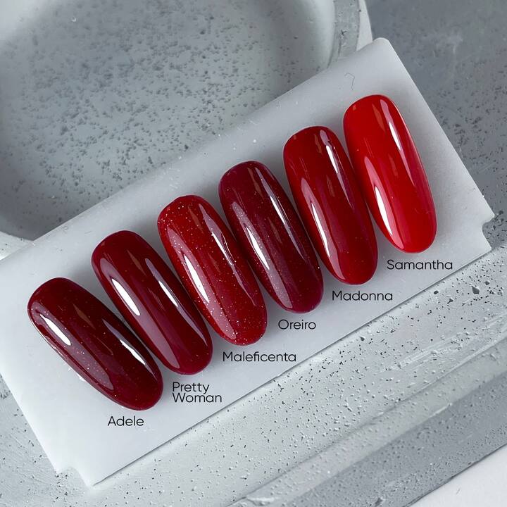 NOTD. "Let's Special" Gel Polish, ADELE, #153, 10 ml. Гель-лак, червоний з шимером #4