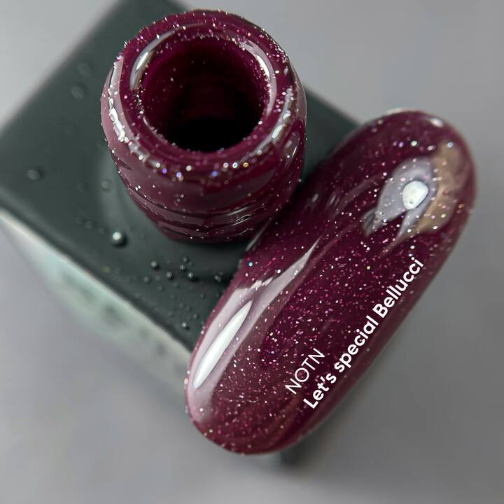 NOTD. "Let's Special" Gel Polish, BELLUCCI, #359, 10 ml, бордовий світловідбиваючий гель-лак #2