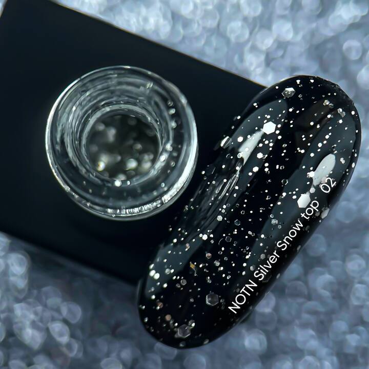 NOTN Top SNOW Silver №02, топ з срібними шестигранниками, 10 ml #3
