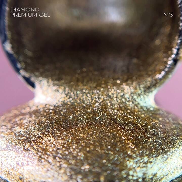 NOTN Гель-лак Diamond Premium №03, 5 ml, золотий з дрібною металевою поталлю #2