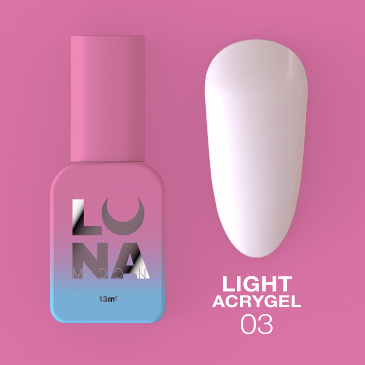 LUNAmoon. Light Acrygel #3 Milky, 13 ml, рідкий гель, молочний #2