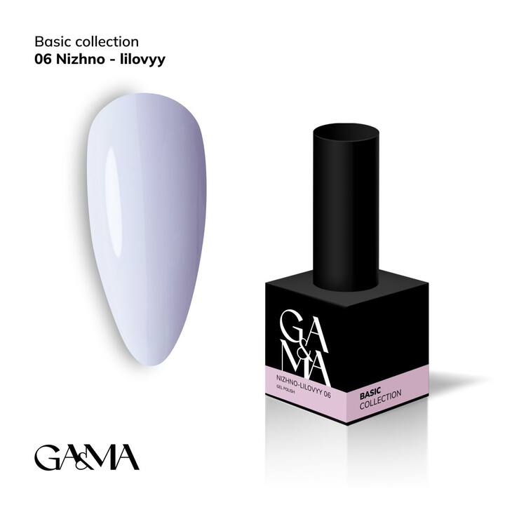GA&MA. Gel polish #6 LILAC, 10 ml, гель-лак, ніжний ліловий #1