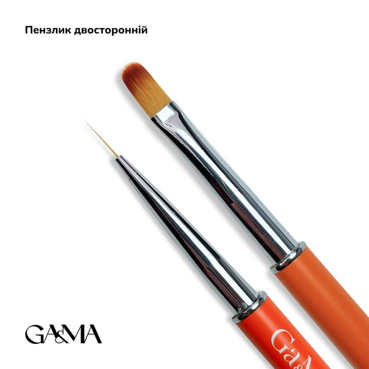 GA&MA. Пензлик двосторонній: для тонких ліній / для гелю, 11 mm (оранжевий) #1