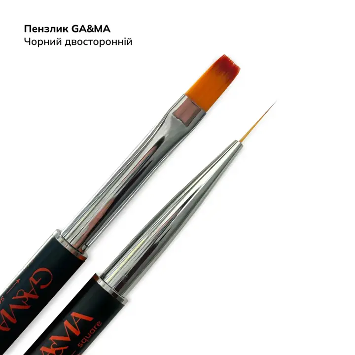 GA&MA. Brush. Pincel doble cara: liner / para gel cuadrado (negro) #1