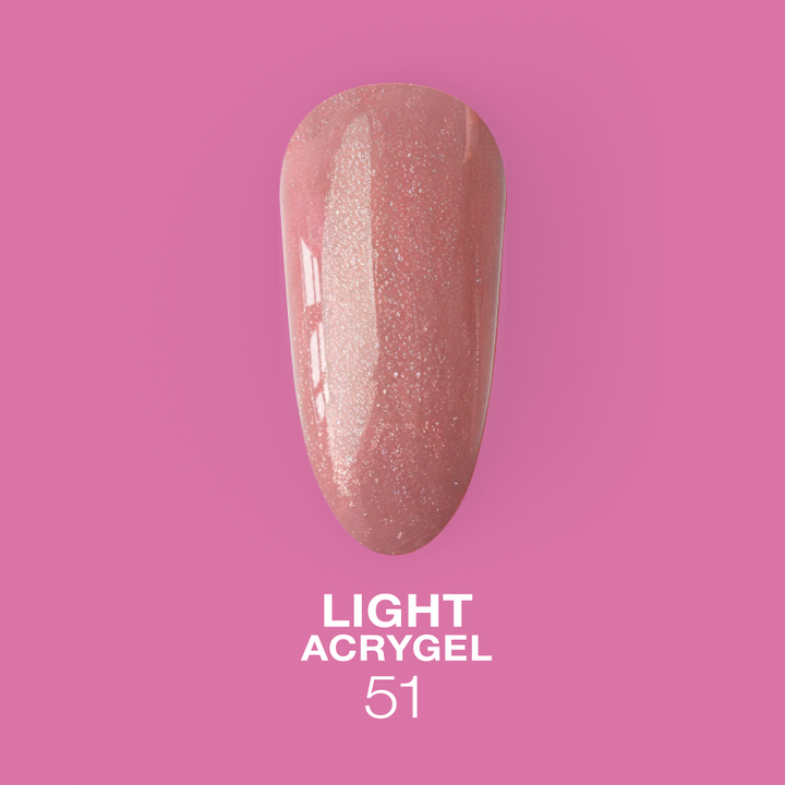 LUNAmoon. Light Acrygel #51 Pink beige with shimmer, 30 ml, gel líquido para fortalecer, rosa beige con shimmer #2