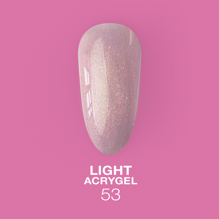 LUNAmoon. Light Acrygel #53 Pink mauve with shimmer, 30 ml, gel líquido para fortalecimiento, rosa lila con shimmer #2