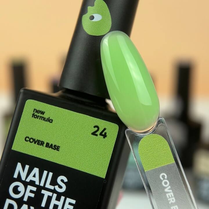 NOTD. Cover Base, NEW Formula #24, 10 ml, яскраво-зелена камуфлююча база #2