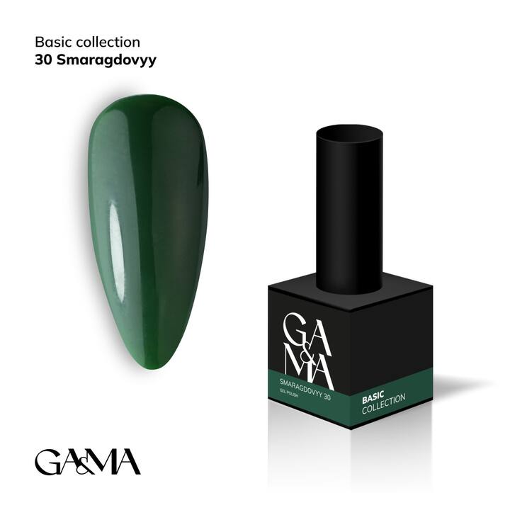 GA&MA. Gel polish #30 EMERALD, 10 ml, gel polish, szmaragdowy #1