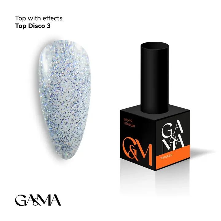 GA&MA. DISCO SHINE TOP #003, 10 ml, Топ світловідбиваючий, срібло #1