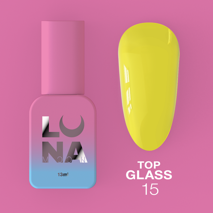 LUNAmoon. Glass Top Coat #15, 13 ml, топ кольоровий глянцевий #2