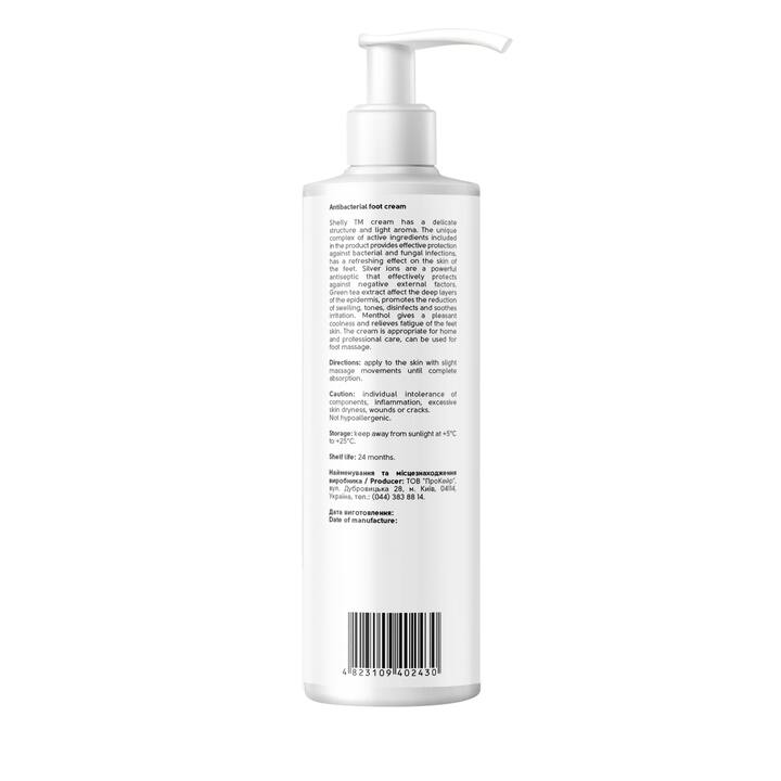 SHELLY. Crème antibactérienne pour les pieds aux ions d'argent, à l'extrait de thé vert et au menthol, 250 ml. #3