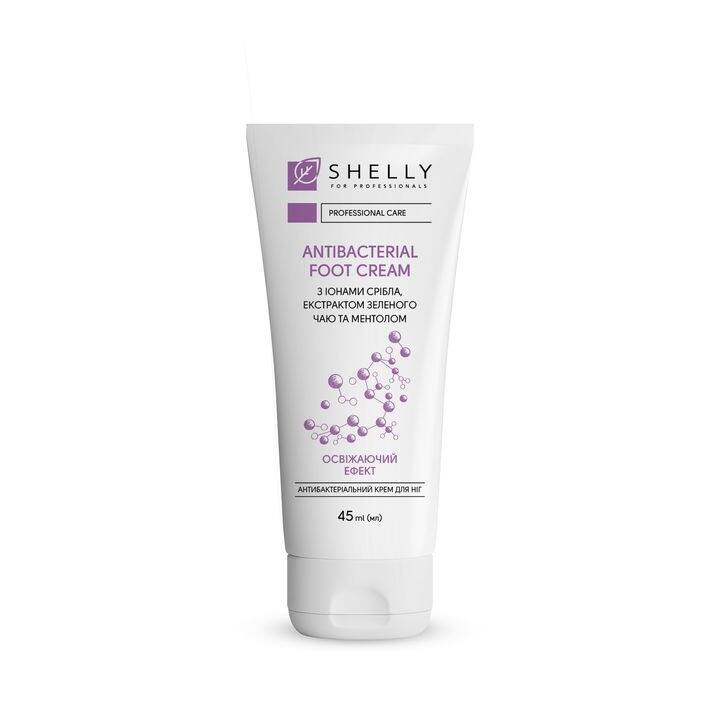 SHELLY. Crema antibatterica per piedi con ioni d'argento, estratto di tè verde e mentolo, 45 ml #1