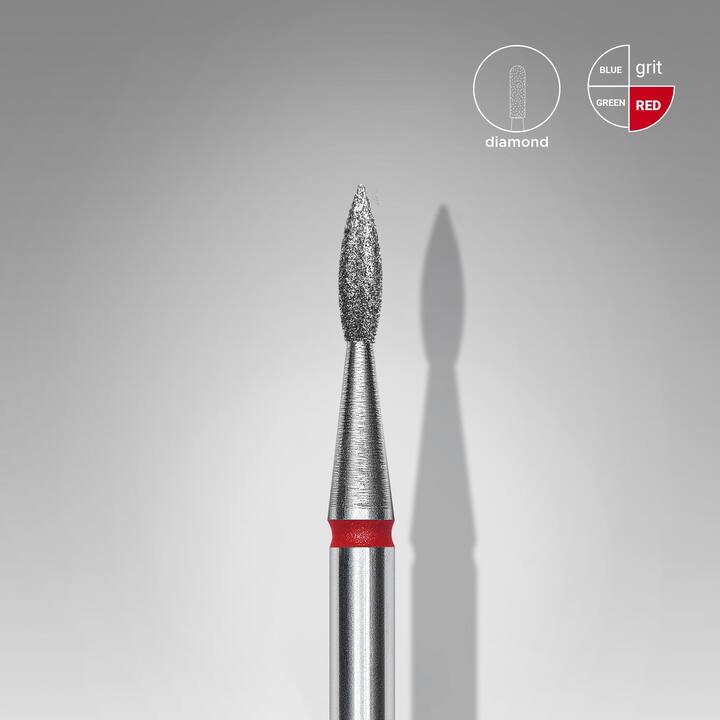 STALEKS. Fresa de diamante "LLAMA" roja, Ø 1.8 mm, afilada #2