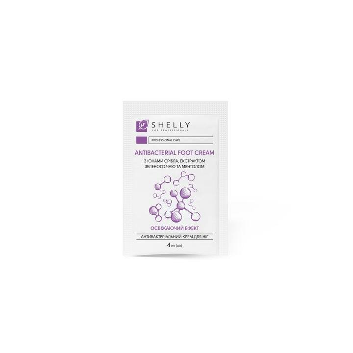 SHELLY.  Antibacterial foot cream with silver ions, green tea extract and menthol, 100 pcs*4 ml. Crema antibacteriana para pies con iones de plata, extracto de té verde y mentol 100 pzs*4 ml #2