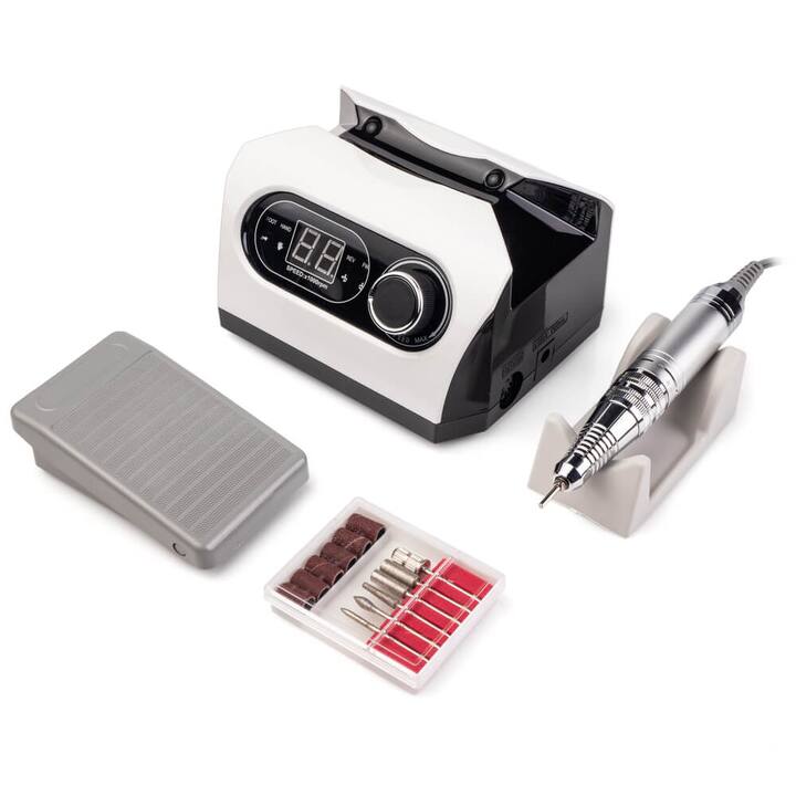 BUCOS. Nail drill "Bucos ZS-717", white, 65W. Фрезер + 6 покращених фрез, 35 тисяч оборотів, реверс, білий корпус #5
