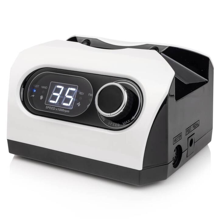 BUCOS. Nail drill "Bucos ZS-717", white, 65W. Фрезер + 6 покращених фрез, 35 тисяч оборотів, реверс, білий корпус #2